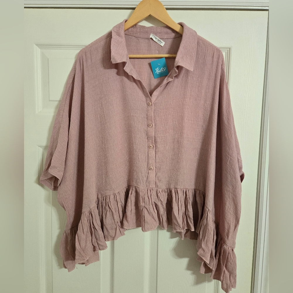 Carole Christian Pink Ruffled Women's Top Boxy cropped size small NWT